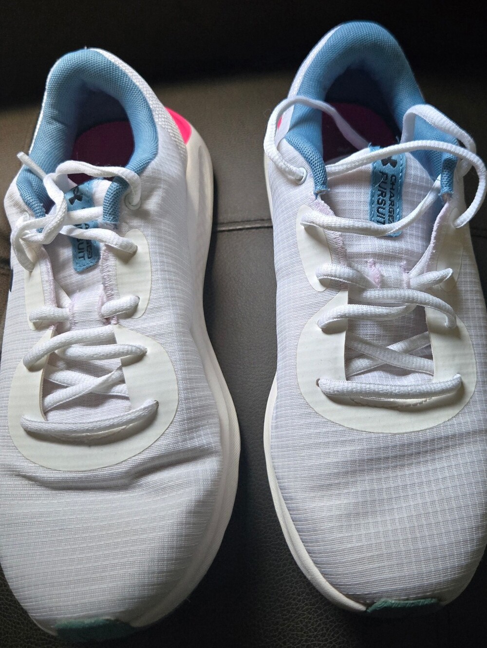 Women’s Lightweight White Sneakers with Blue and Pink Accents